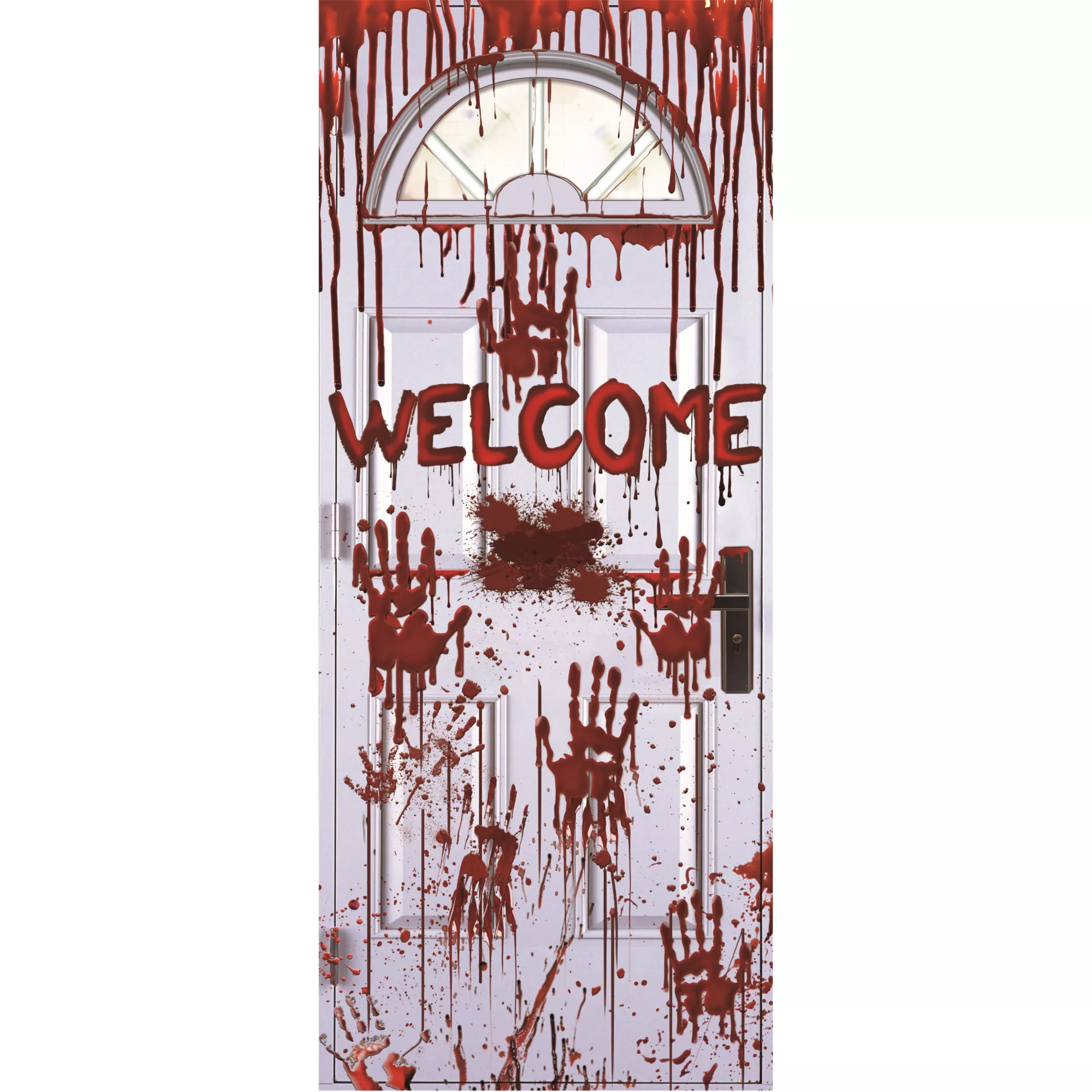 Bloody Handprints Welcome Door Cover at Spirit Halloween