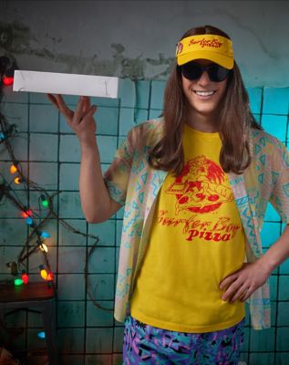 Adult Surfer Boy Pizza T Shirt - Stranger Things