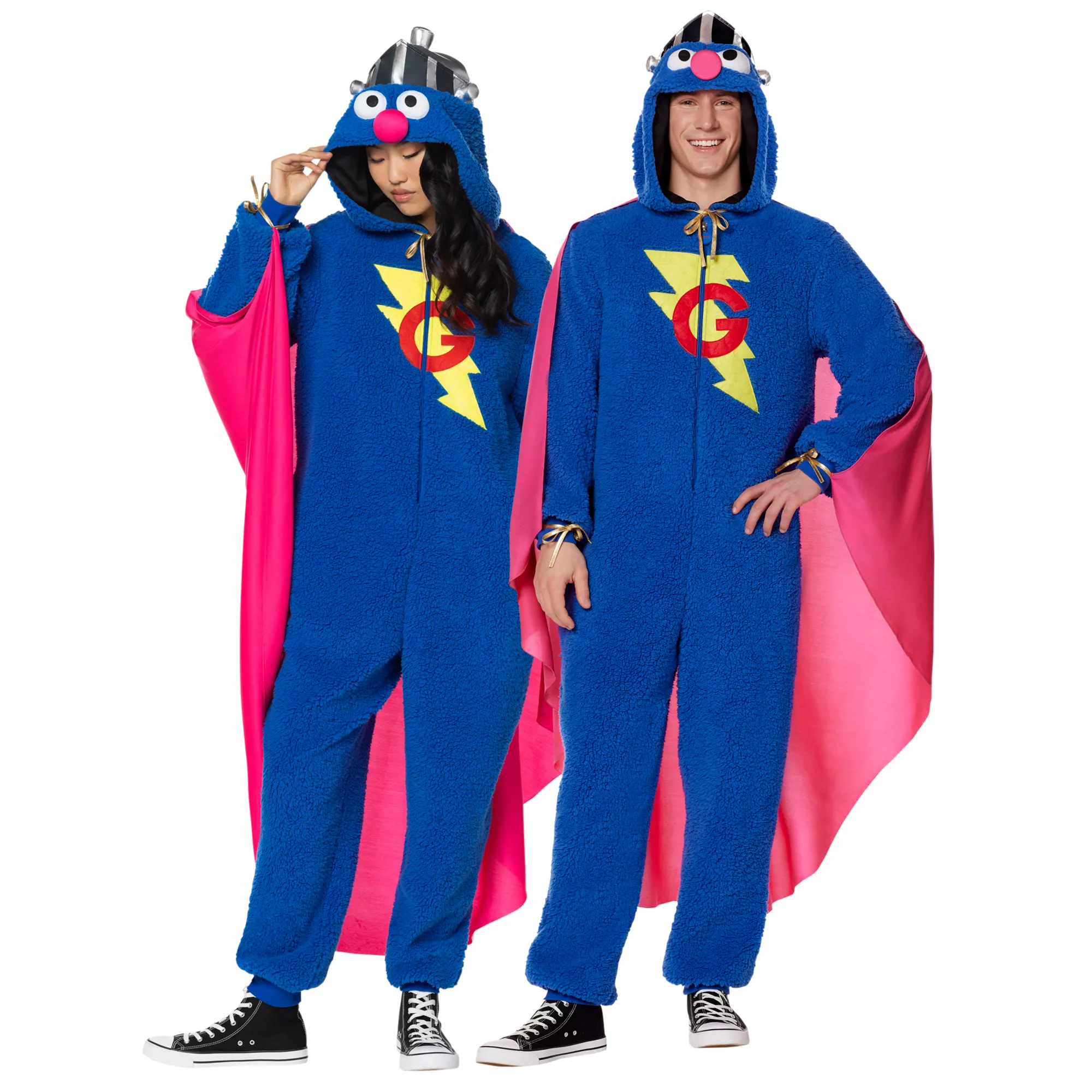 Adult Super Grover Jumpsuit Costume -  Sesame Street at Spencer's