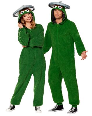 Adult Oscar the Grouch Jumpsuit Costume - Sesame Street