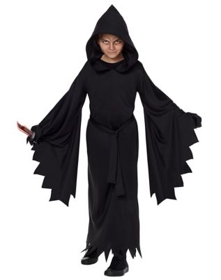 Kids Hooded Black Robe Costume 