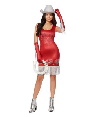 Adult Red Cowgirl Dress Costume 