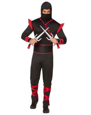 Morph Womens Black & Red Ninja Costume Ladies Warrior Halloween Fancy Dress  Jumpsuit Halloween Red S
