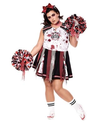 Adult Women's Zombie Cheerleader Halloween Costume – Complete Outfit With Pom Poms