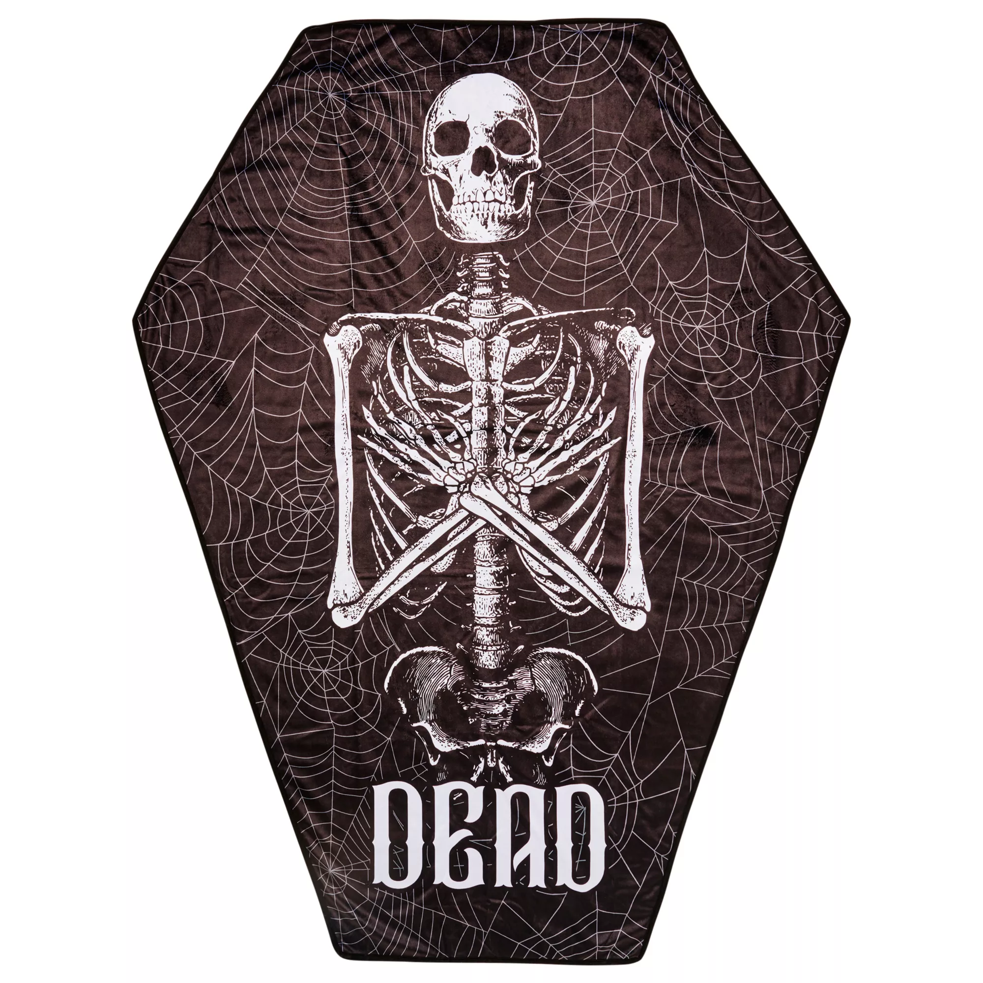 Gothic Noir Skull Coffin Fleece Blanket at Spencer's