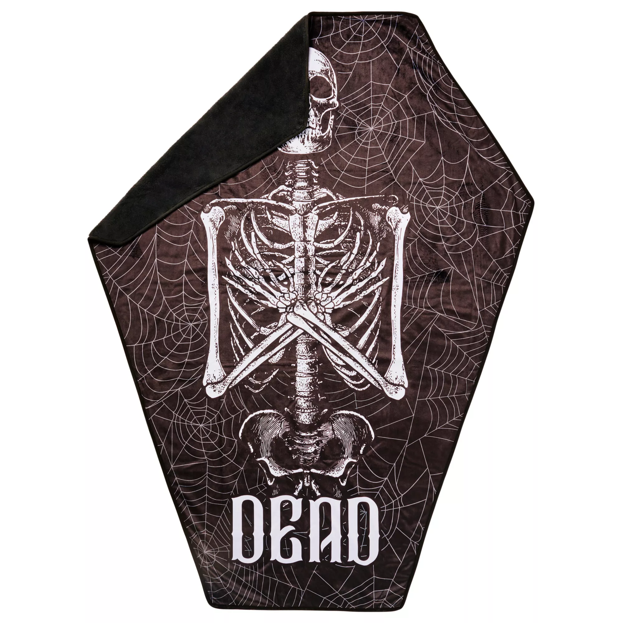 Gothic Noir Skull Coffin Fleece Blanket at Spencer's