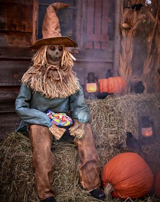 Image of Halloween 4ft Scary Sitting Scarecrow