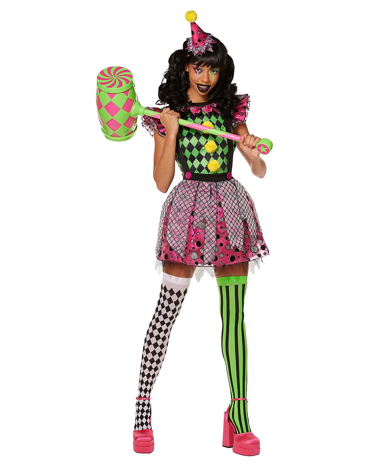 Adult Neon Carnival Clown Costume
