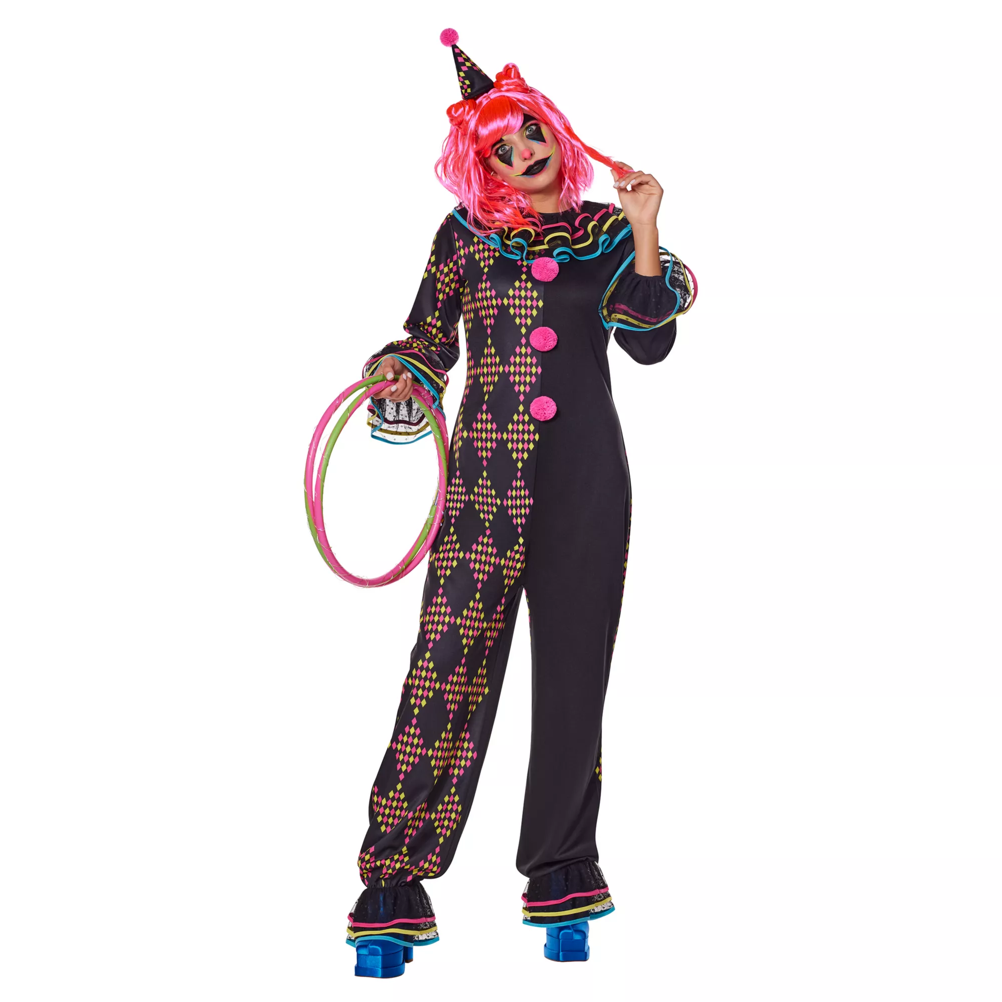 Adult Neon Clown Jumpsuit Costume at Spirit Halloween