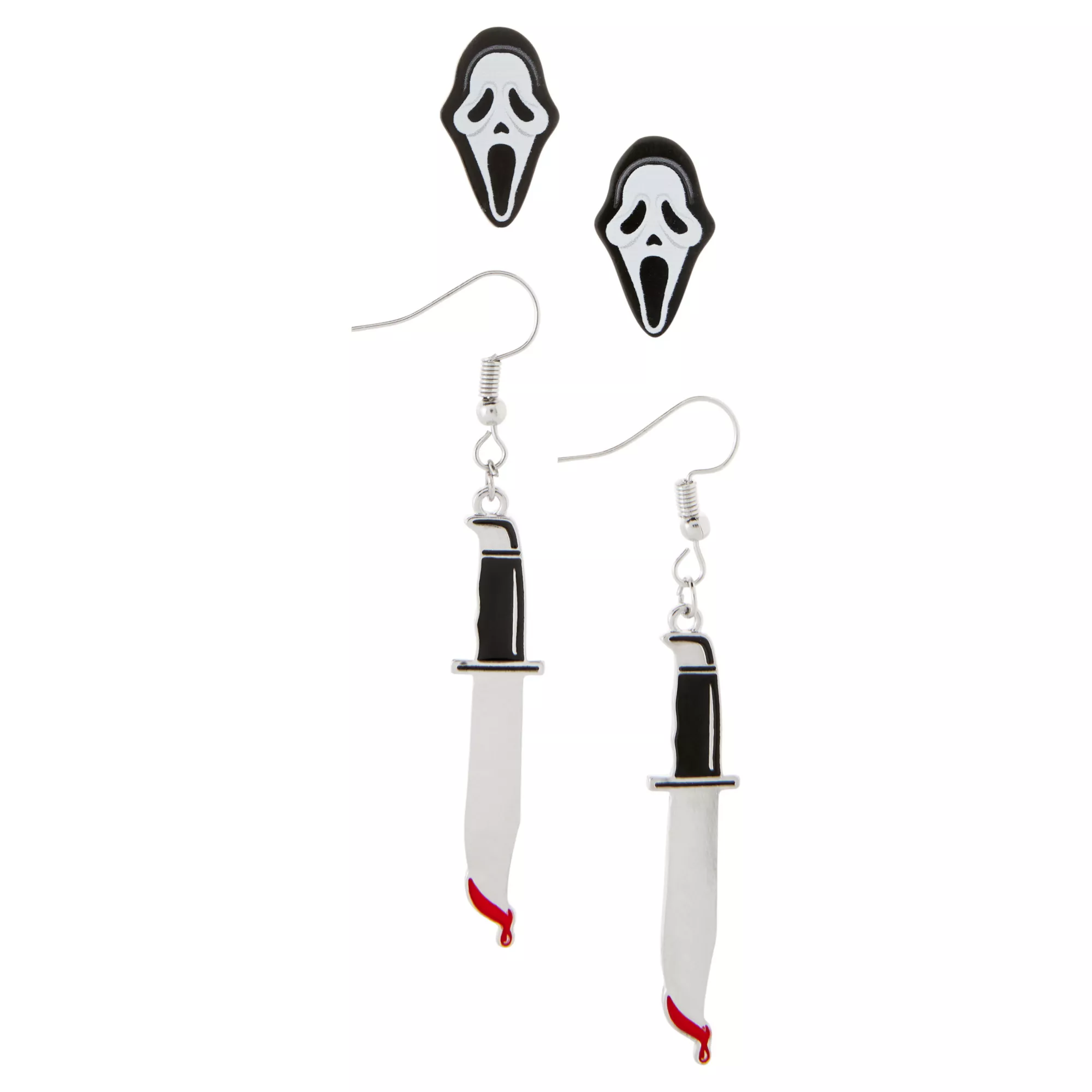 Ghost Face Dangle Earrings - 2 Pair at Spirit Halloween