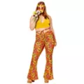 Adult Yellow Flower Bell Bottom Pants at Spirit Halloween