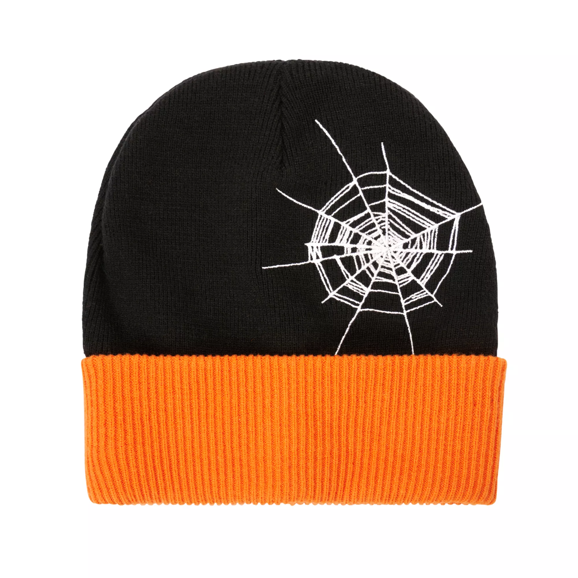 Black and Orange Spider Web Beanie Hat at Spencer's