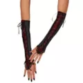 Gothic Velvet Embossed Gloves at Spencer's