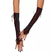 Gothic Velvet Embossed Gloves at Spencer's