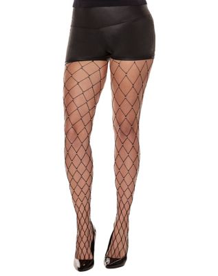 Plus Rhinestone Net Tights