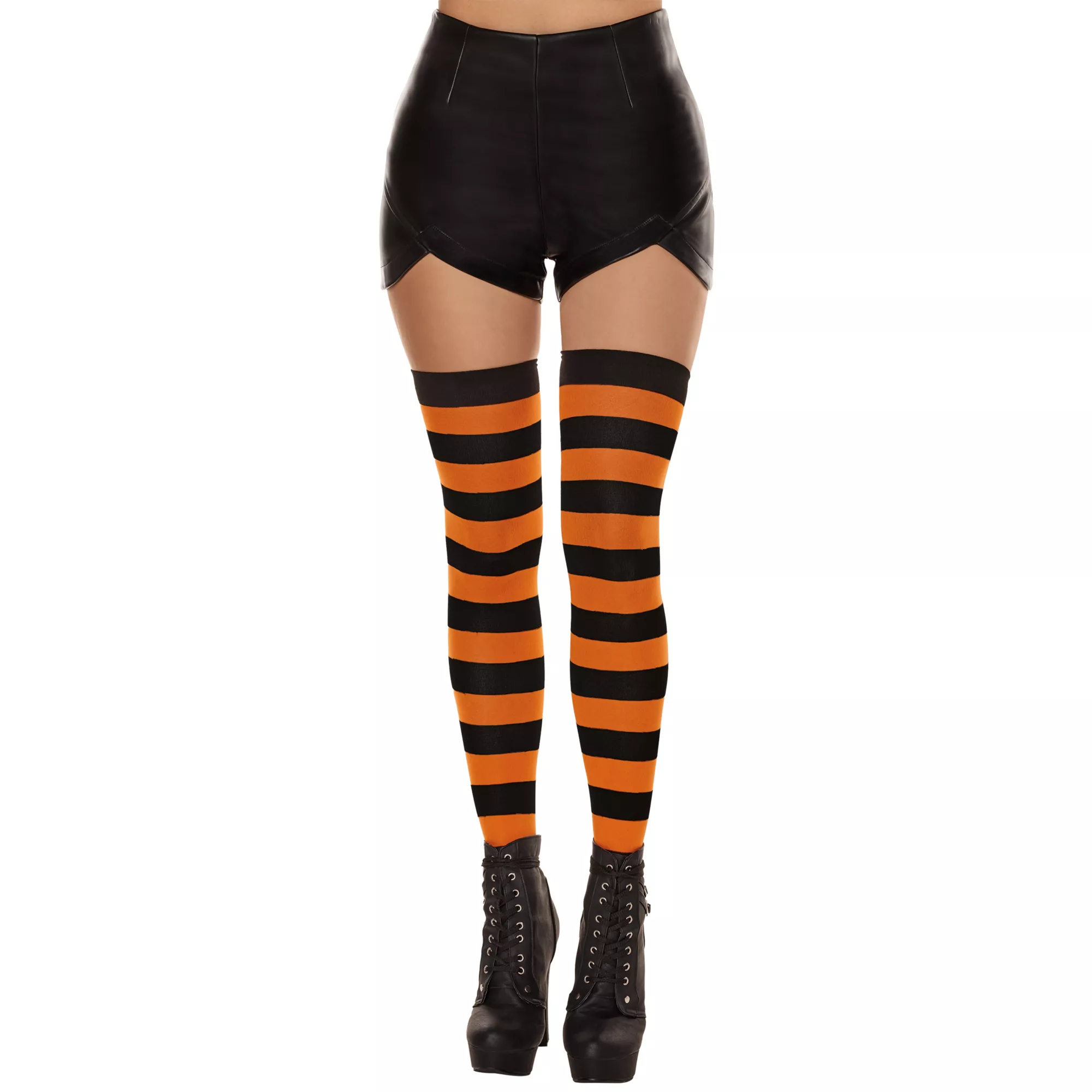 Black and Orange Striped Knee High Socks at Spirit Halloween