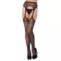 Black Heart Garter and Fishnet Stockings at Spencer's