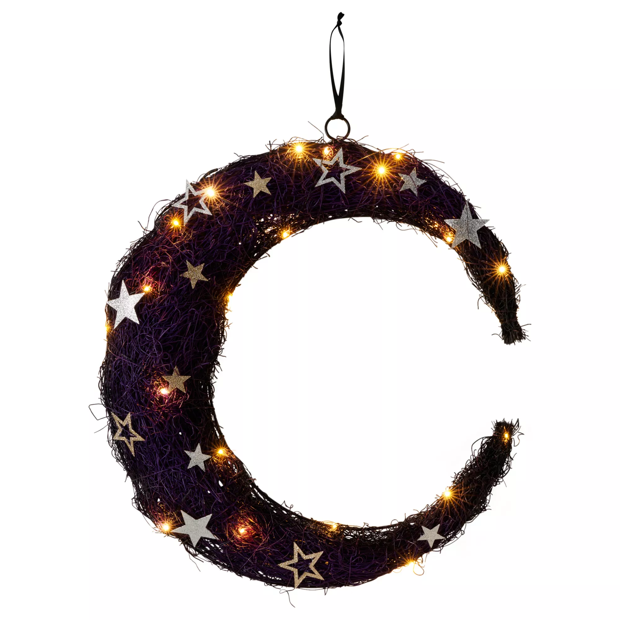 Light-Up Crescent Moon Wreath at Spirit Halloween
