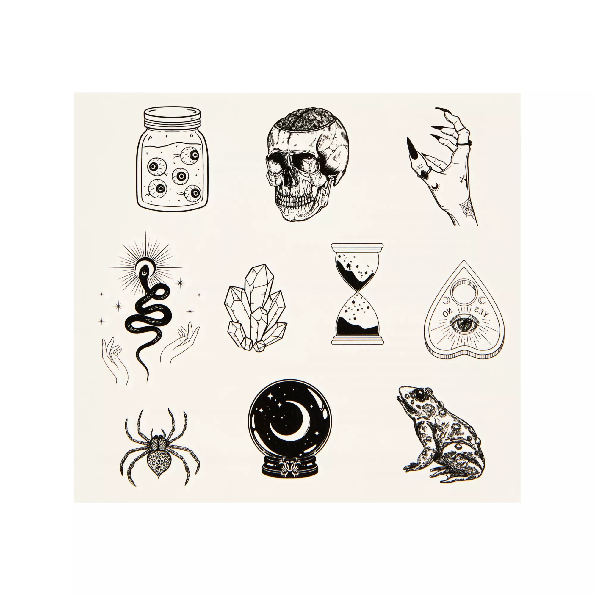 Black Gothic Witch Temporary Tattoos - 20 Pack at Spencer's