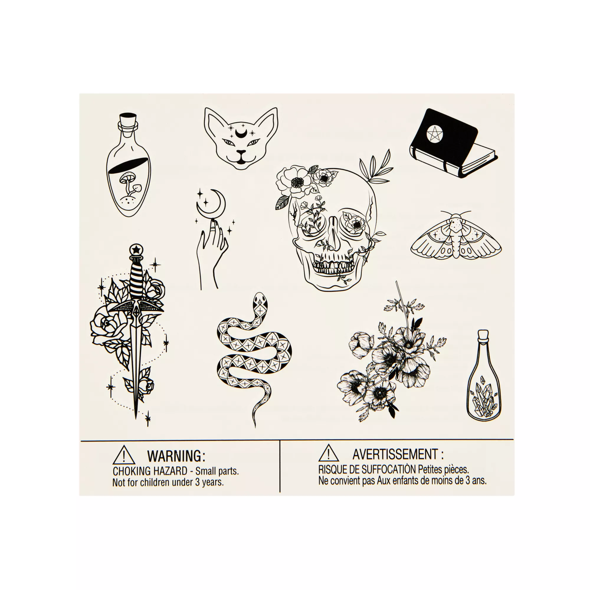 Black Gothic Witch Temporary Tattoos - 20 Pack at Spencer's