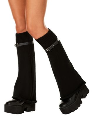 Black Cat Faux Fur Leg Warmers