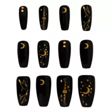 Black and Gold Moon Press-On Nails at Spencer's