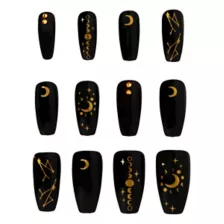 Black and Gold Moon Press-On Nails at Spencer's
