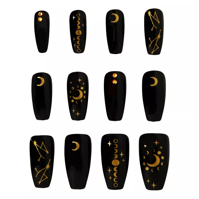 Black and Gold Moon Press-On Nails at Spencer's