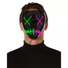 Light-Up EL Wire Green and Purple Stitched Half Mask at Spirit Halloween