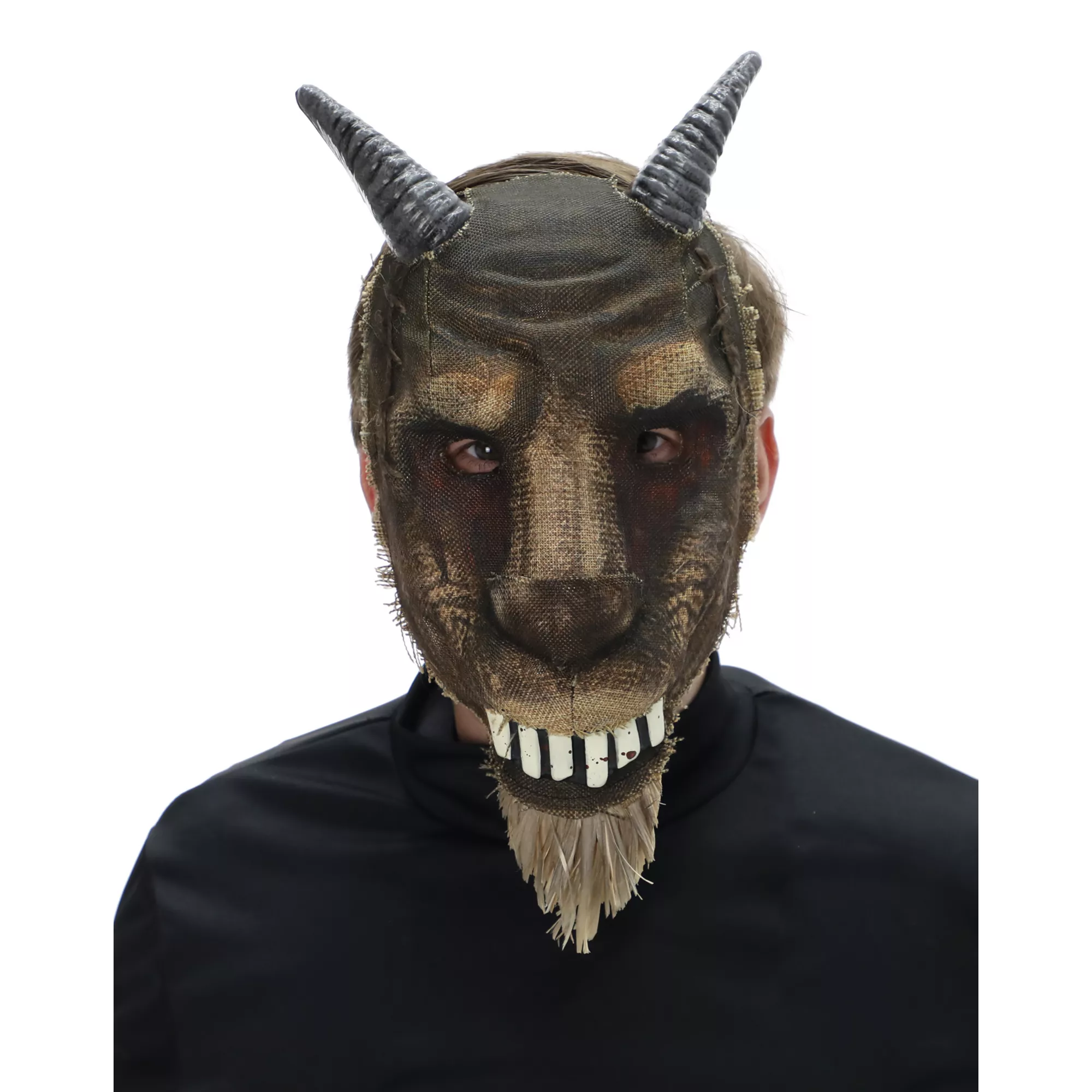 Bloody Burlap Goat Half Mask at Spirit Halloween
