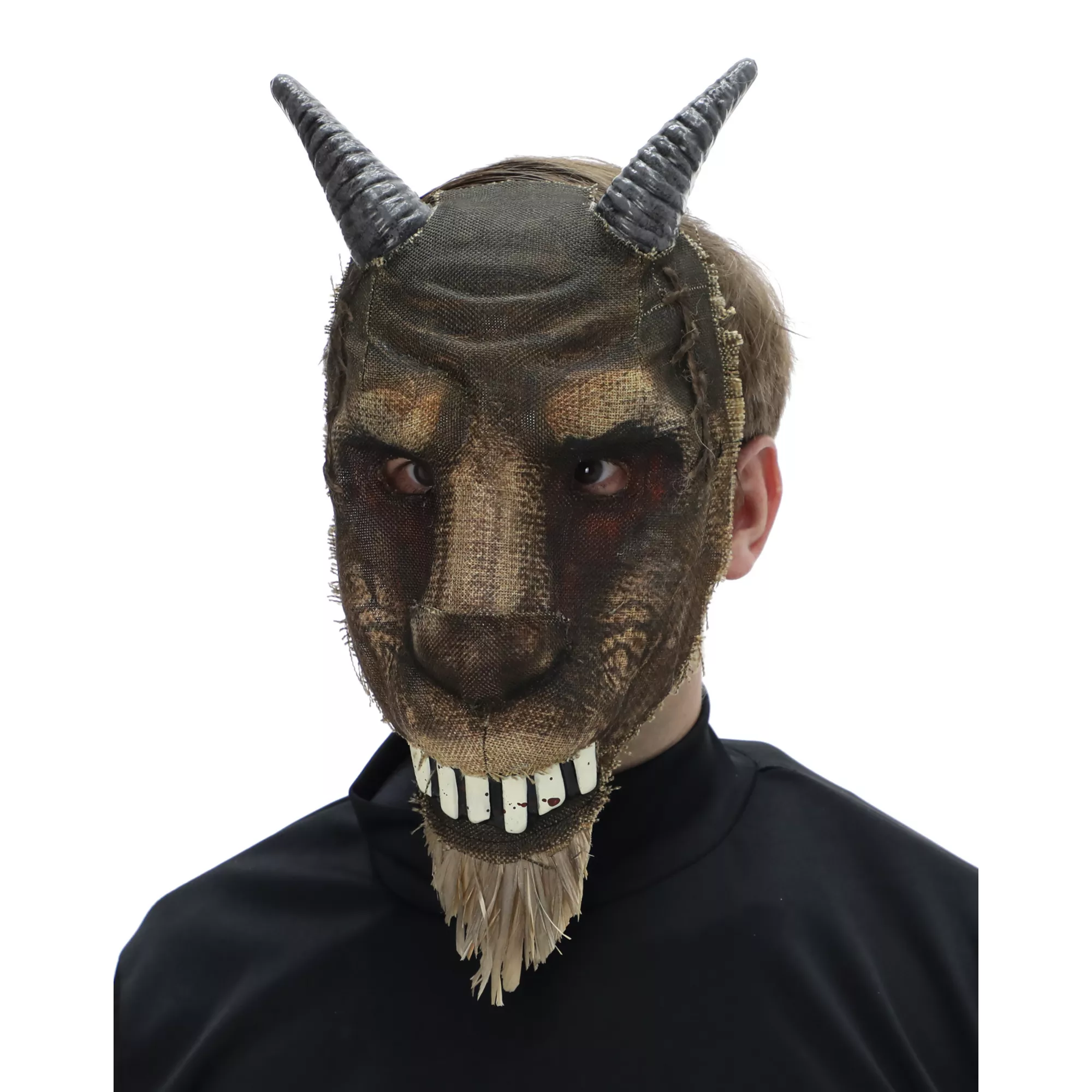 Bloody Burlap Goat Half Mask at Spirit Halloween