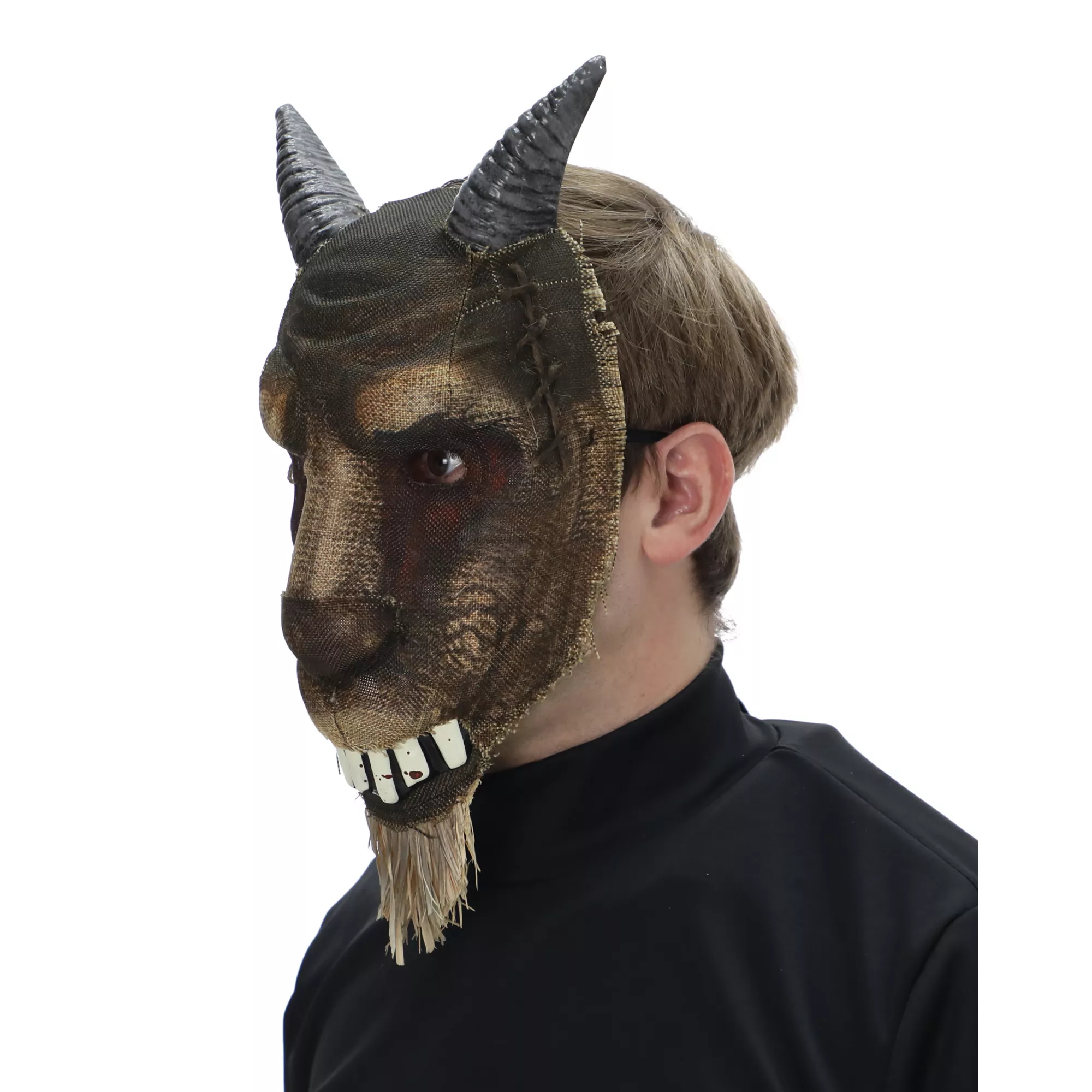 Bloody Burlap Goat Half Mask at Spirit Halloween