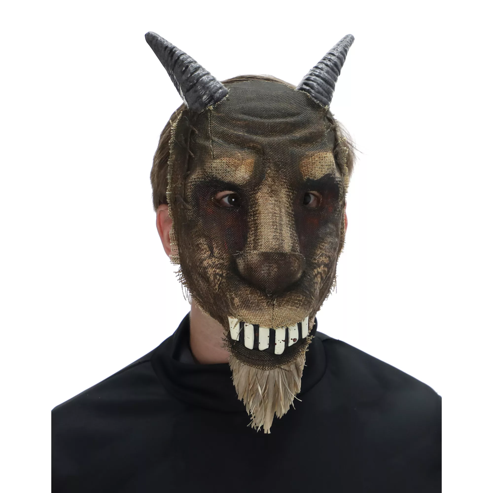 Bloody Burlap Goat Half Mask at Spirit Halloween