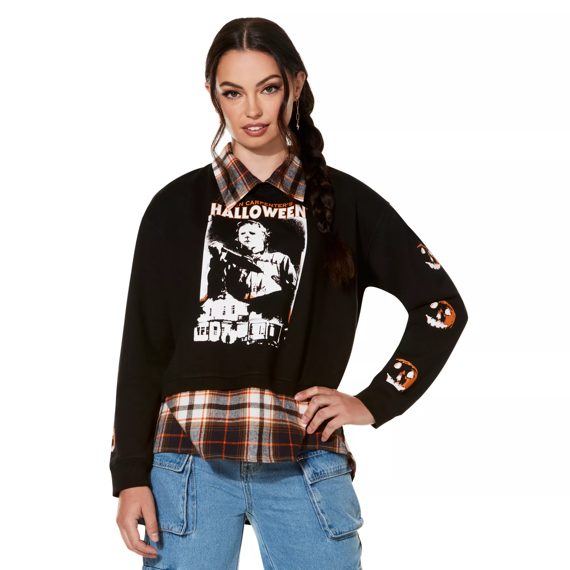 Halloween Plaid Crew Long Sleeve T Shirt at Spirit Halloween