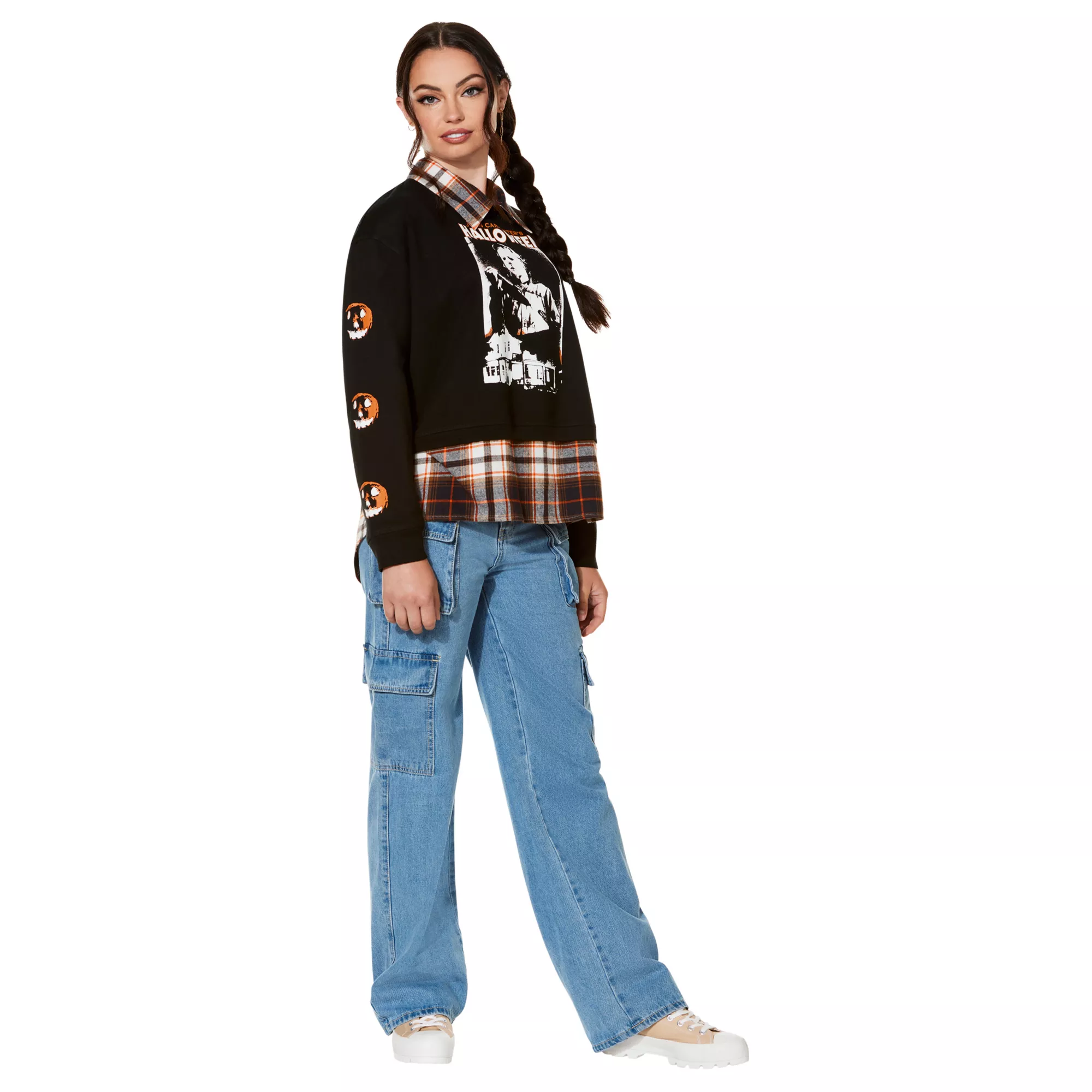 Halloween Plaid Crew Long Sleeve T Shirt at Spirit Halloween