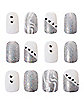 Silver and White Press On Nails