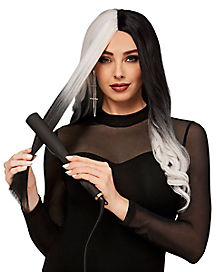 Heat Resistant Black and White Middle Part Wig