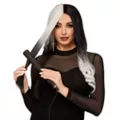 Heat Resistant Black and White Middle Part Wig at Spirit Halloween