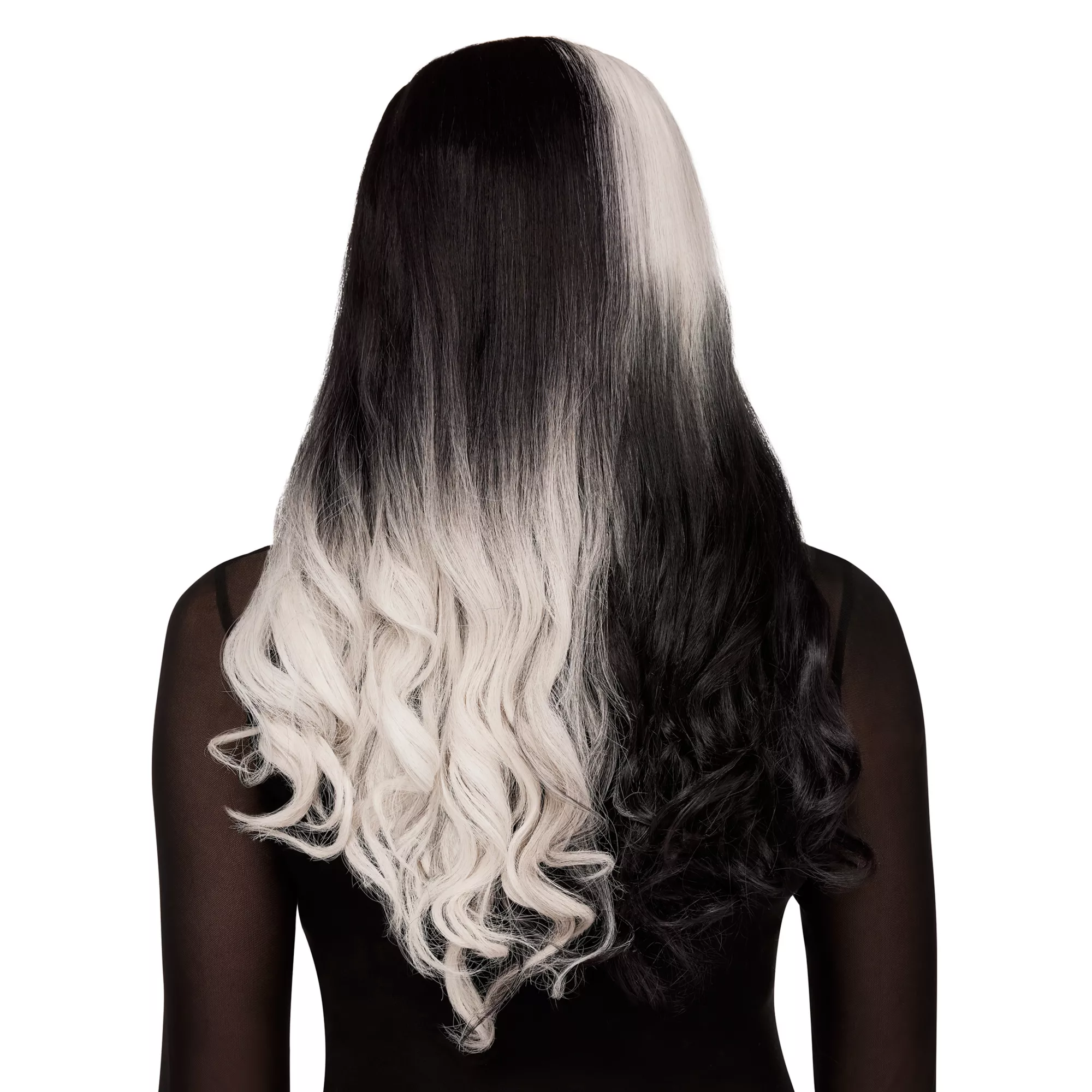 Heat Resistant Black and White Middle Part Wig at Spirit Halloween