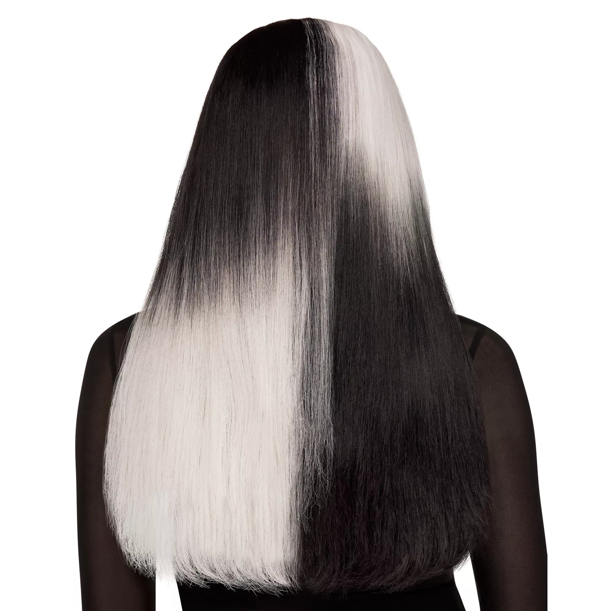 Heat Resistant Black and White Middle Part Wig at Spirit Halloween