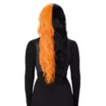 Heat Resistant Black and Orange Split Wig at Spirit Halloween