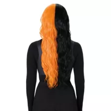 Heat Resistant Black and Orange Split Wig at Spirit Halloween