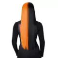 Heat Resistant Black and Orange Split Wig at Spirit Halloween