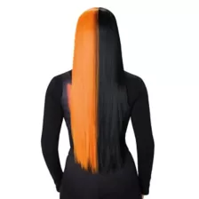 Heat Resistant Black and Orange Split Wig at Spirit Halloween