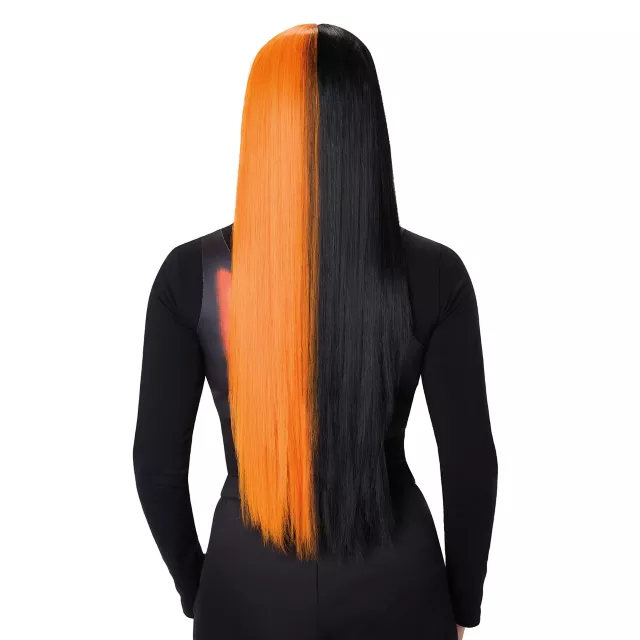 Heat Resistant Black and Orange Split Wig at Spirit Halloween