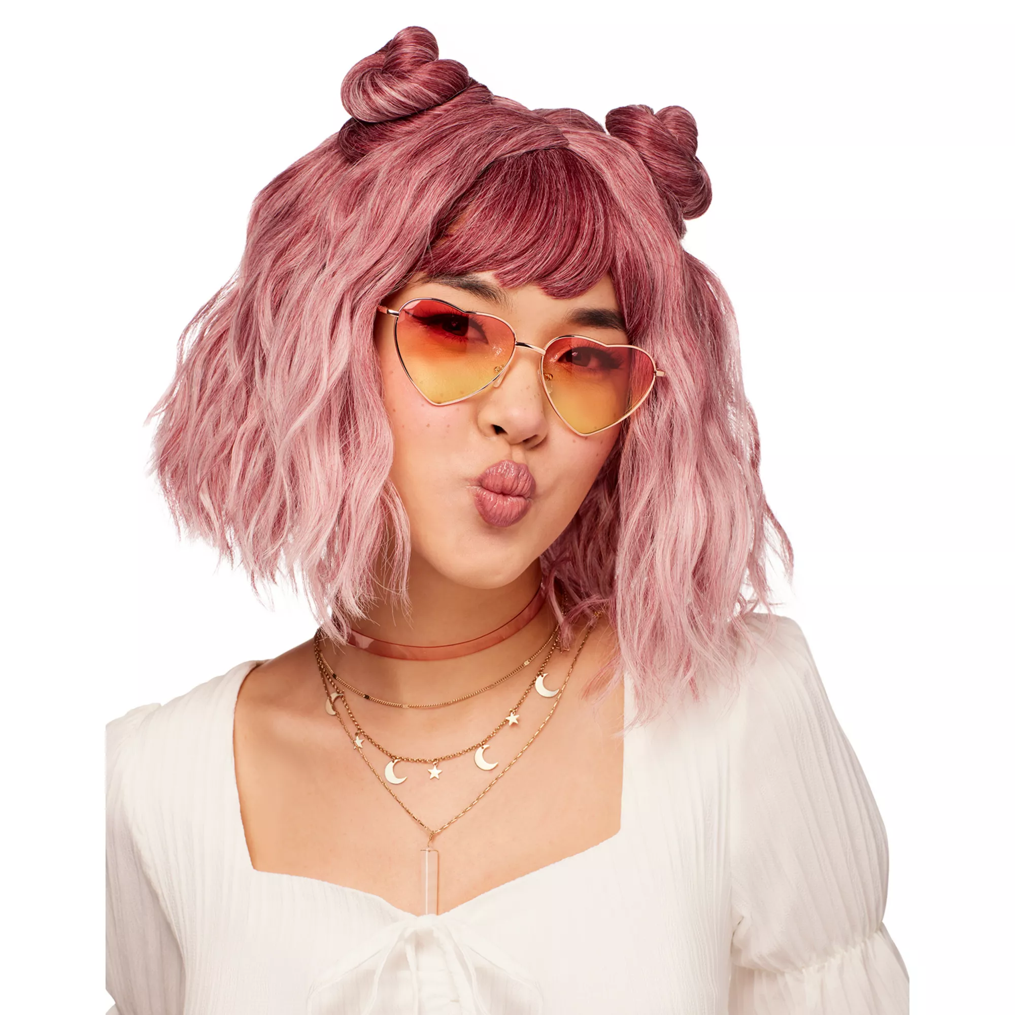 Purple Wavy Buns and Bangs Wig at Spirit Halloween