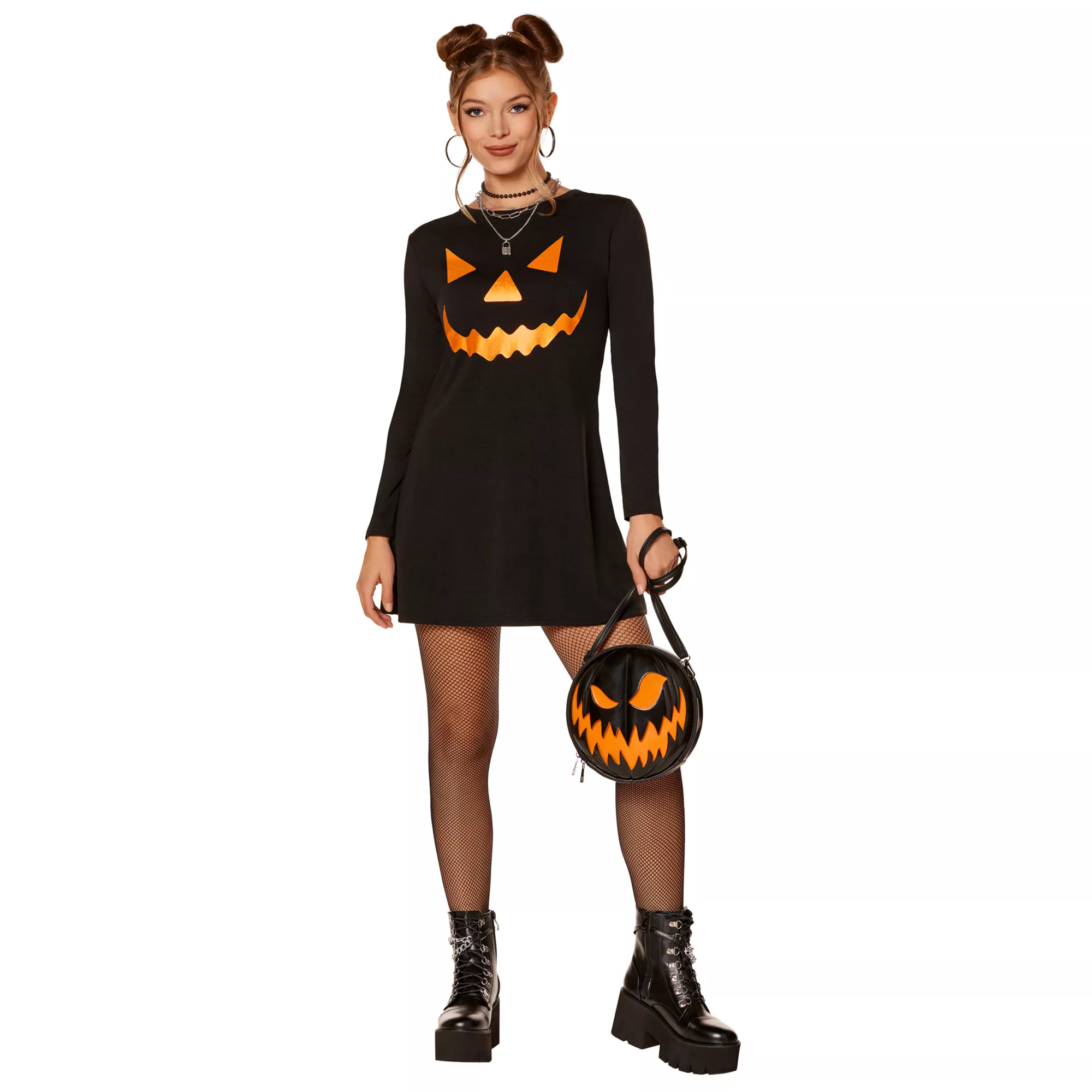 Adult Pumpkin Mini Dress at Spirit Halloween