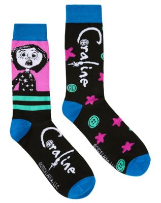 Coraline Crew Socks - 2 Pairs - Spirithalloween.com