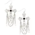 Black Square Cross Pearl-Effect Dangle Earrings at Spirit Halloween