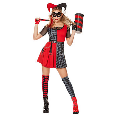 39 Red & Black Harlequin Women Adult Halloween Makeup Kit Costume